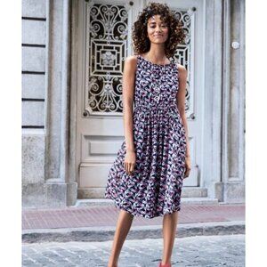 Boden Maria Sleeveless Bird Print Chiffon Dress Size 8P